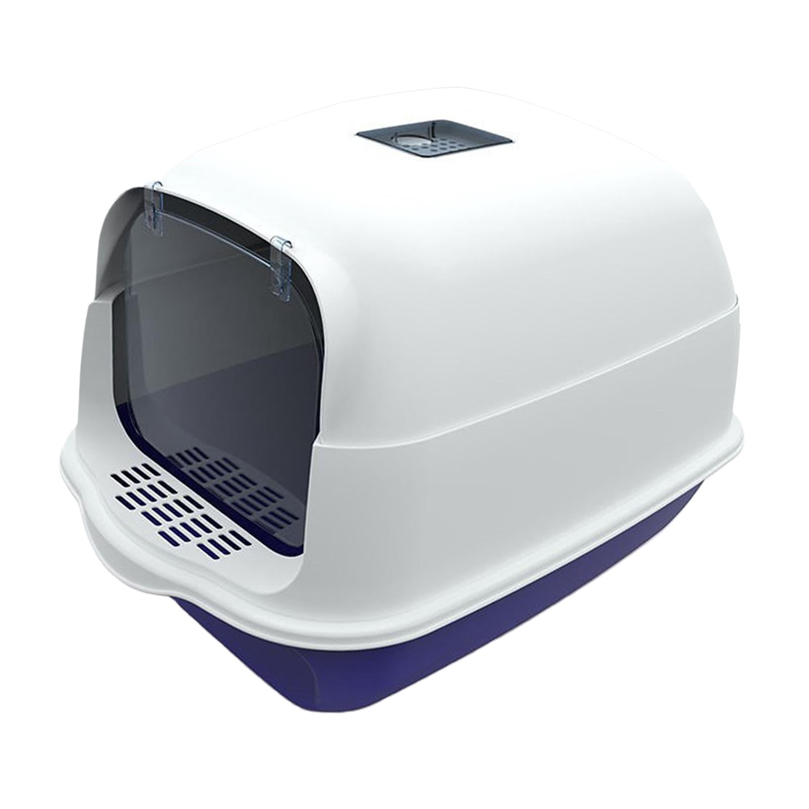 Esquirla Hooded Cat Litter Box Enclosed and Covered Cat Toilet Kitty Litter Tray Reusable Blue