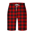 thumbnail image 3 of Diufon Men's Casual Shorts Spring Summer Wide Leg Loose Plaid Printed Elastic Waisted Drawstring Sport Shorts, 3 of 4