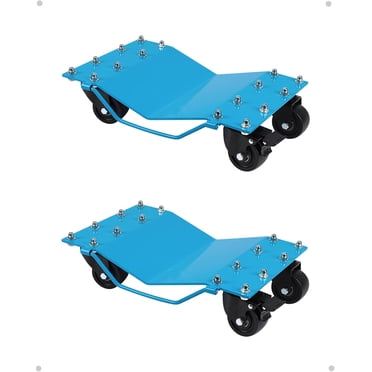 Ensemble de 2 Roulettes pour Voiture, Roulettes de Déplacement en Acier au Manganèse Robustes avec Plaque Antidérapante et Roue Rotative à 360 Degrés, 16 Pouces*13 Pouces, Bleu