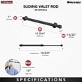 thumbnail image 3 of Rev-A-Shelf 12" Extendable Metal Designer Closet Valet Rod, Chrome, CVR-12-CR, 3 of 10