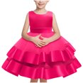 thumbnail image 1 of Huvoen Robe pour Tout-Petite Fille Robe d'Été pour Filles Nouvelle Sans Manches à Volants en Dentelle Col Rond Broderie en Maille Jupe Princesse avec Nœud Roses 2 Ans, 1 of 6