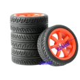 thumbnail image 4 of 4 Pcs Pneus de Voiture RC 1/16 1/14 Accessoires de Modèle Remplacement Pièces de Voiture DIY Pneus Modifiés Roues pour Garçons Wltoys Escalade, Orange, multi, 4 of 4
