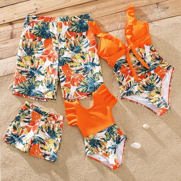 PatPat Tropical Family Matching Bathing Suit Set Tummy Control, 5 Pack Count, (Women's)