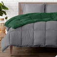 thumbnail image 1 of Bare Home Ultra-Soft Reversible Comforter - Goose Down Alternative - Full, Gray/Forest Green, 1 of 8