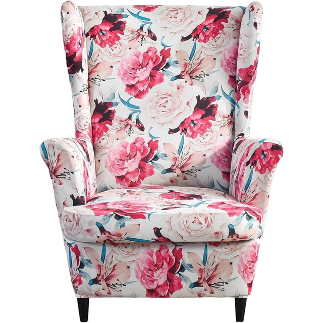 Piece Wingback Chair Cover Printed Wing Chair Slipcovers Stretch Wingback Armchair Covers Furniture Protector with Elastic Bottom for Living Room Bedroom Wingback Chair