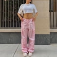thumbnail image 4 of Bmisegm Women's Plus Size Tethered Straight Cargo Pants, Pink, XL, 4 of 9
