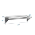 thumbnail image 2 of EDTara 24"x12" Stainless Steel Wall Shelf with Adjustable Backsplash & Brackets, 2 of 6