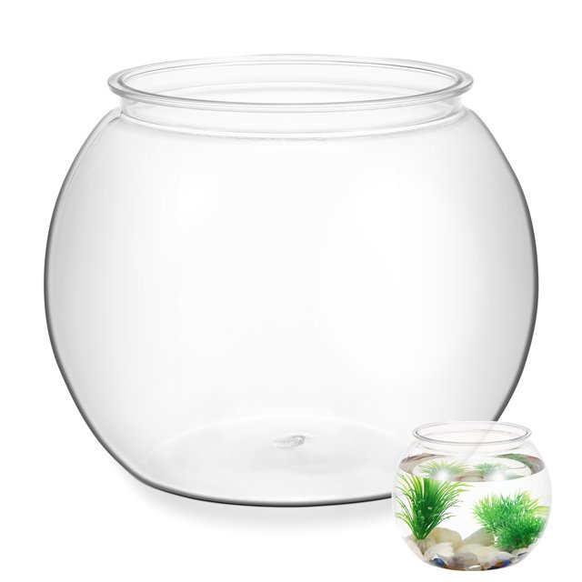 SHISUYAN Bac à Poissons Rond Transparent - Bols à Poissons pour Betta, Bol de Terrariums Ronds, Bac à Poissons Rouges pour Décoration de Bureau à Domicile, Animal de Compagnie