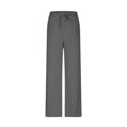 thumbnail image 4 of Summer Clearance! Womens Plus Size Pants,Summer Pants for Womens,Women's Solid Color Cotton Linen Waist Elastic Drawstring With Pocket Pants Long Pants, 4 of 5
