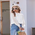 thumbnail image 2 of Chandail-Over Blanc à Manches Longues pour Filles avec Manches à Volants Pois Suisses Haut Blouse Col Rond 5-12 Ans, 2 of 7