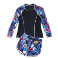 thumbnail image 1 of MIASHUI Girls Bathing Suits Long Sleeves Rash Guard Athletic Swim Shorts Sets Swimsuit,Black,14-15 Years, 1 of 6