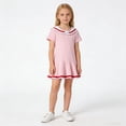 thumbnail image 5 of JDQJBZ Toddler Girls Short Sleeve Dress Collar Ruffle Hem School Outfit, 5 of 5