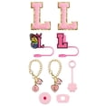 thumbnail image 1 of Glass&Bottle Accessory Set for Drinkware – Embroidery Patch Straw Covers Charm Necklace Chain & Leak Guard Complete Decorative Upgrade Kit, 1 of 3