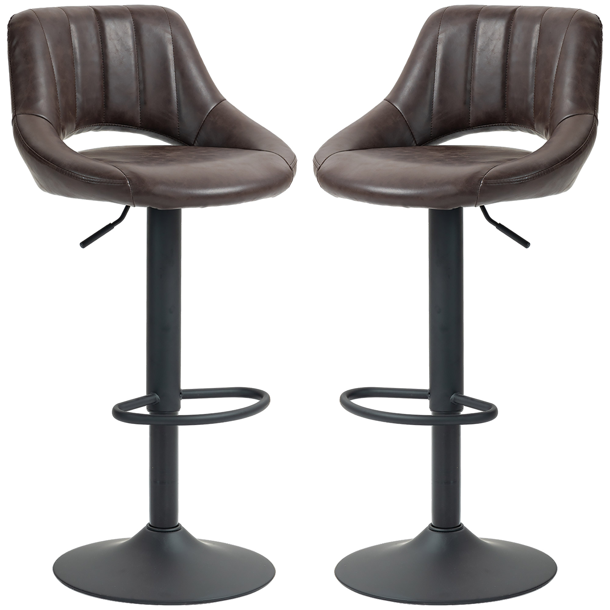 CoSoTower Swivel Bar Stools Set of 2, Faux Leather Upholstered Counter Height Barstools with Round Metal Base