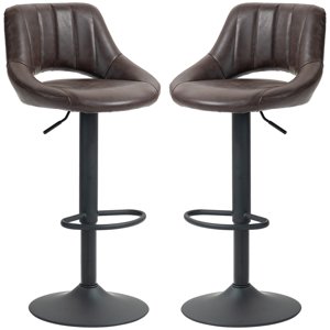 CoSoTower Swivel Bar Stools Set of 2, Faux Leather Upholstered Counter Height Barstools with Round Metal Base