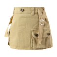 thumbnail image 1 of Girls Solid Color Cargo Skirt Low Waist Short Denim Jean Skirt, 1 of 5