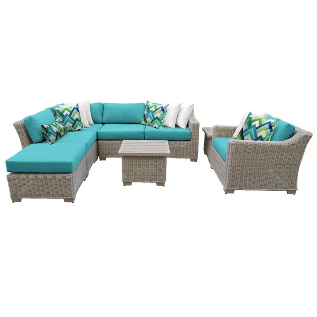 Coast 8 Piece Outdoor Wicker Patio Furniture Set in Aruba