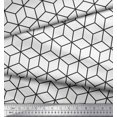 thumbnail image 2 of Soimoi White Silk Fabric Maze Cube Geometric Decor Fabric Printed Yard 42 Inch Wide, 2 of 3
