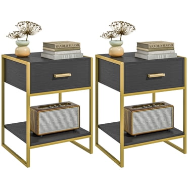 HOMCOM Ensemble de 2 Tables de Chevet, Table de Nuit avec Tiroir et Tablette