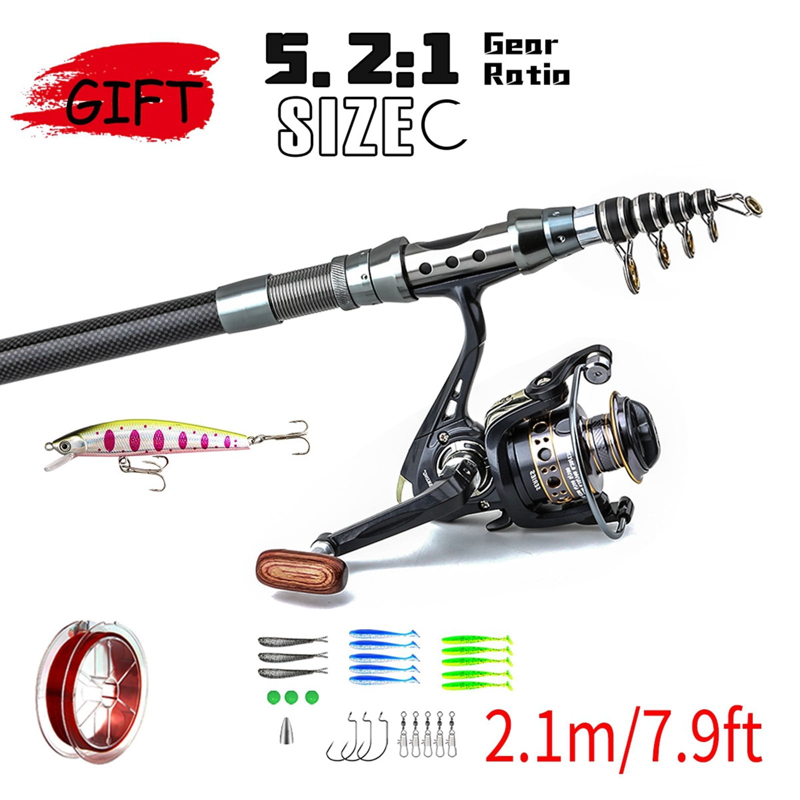 Telescopic Fishing Rod and Reel Combo for All Skill — 18m to 30m Adjustable Sea Trout Rod Kit with Interchangeable Left/Right Hand Reels and Versatile Fishing Set