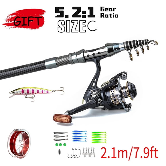 Fishing Rod and Reel Combo - 18m 30m Telescopic Rod with Interchangeable Left Right Reel for Trout and Sea Fishing Durable Aluminum Shaft and Smooth Drag System
