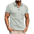 thumbnail image 1 of Besolor Men's Short Sleeve T-Shirt Classic Collared Crew Neck Button Casual Summer Pullover Basic Tees Shirt, 1 of 4