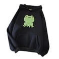 thumbnail image 1 of cllios Womens Cute Cartoon Frog Print Hoodies Long Sleeve Pullover Drawstring Hooded Sweatshirts, 1 of 3