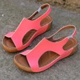 thumbnail image 4 of Cameland Summer New Foreign Trade Large Size Wedge With Fish Mouth Solid Color Large Size One Line Buckle Beach Sandals, 4 of 8