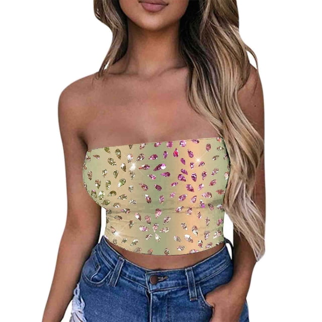 Tube Tops, Womens Printed Strapless Yoga Exercise Chest Wrap Pullover