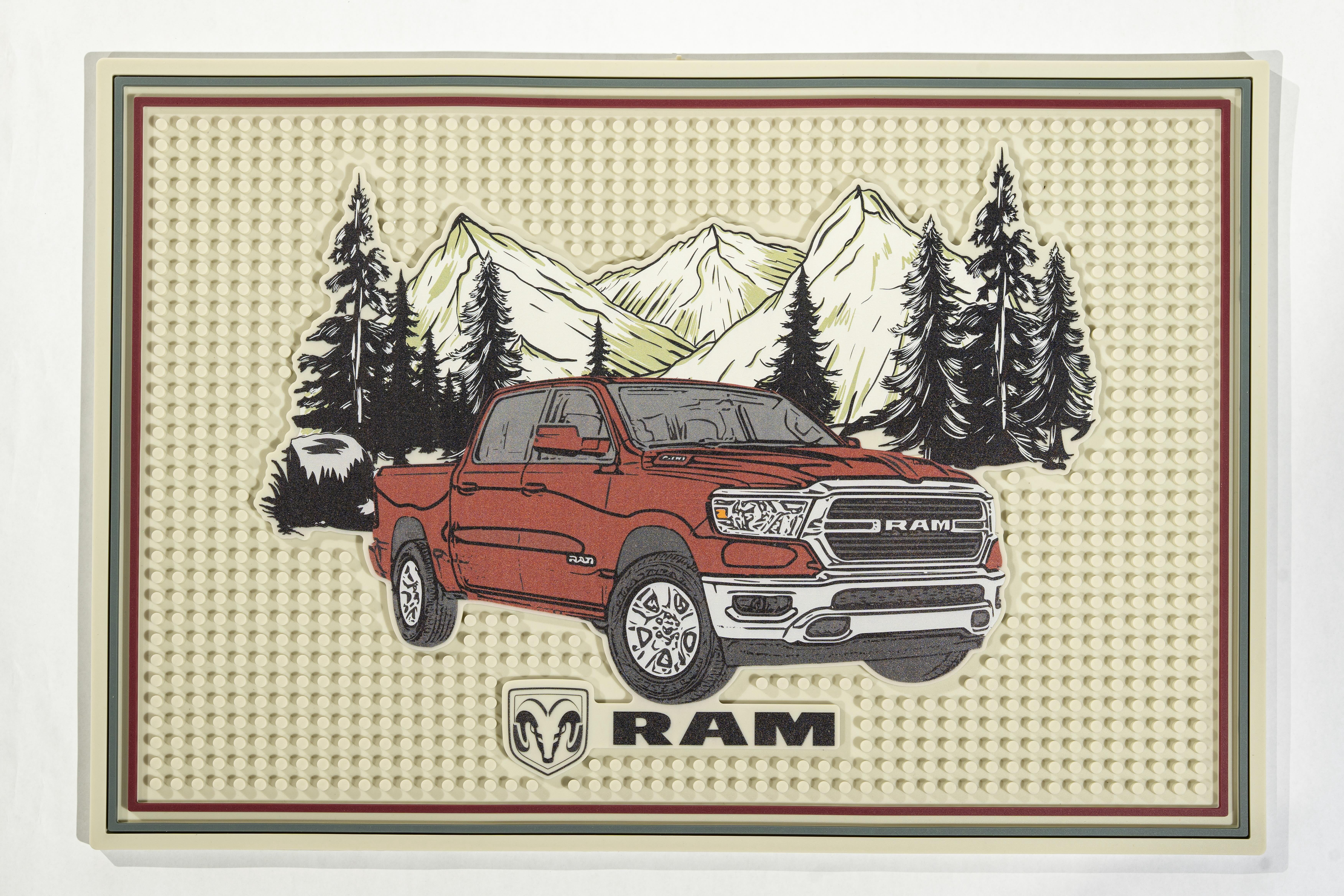 Ram Truck Bar Mats for Countertop - 18x12 Inches, Bar Accessory with Scenic Mountain for Home Bars