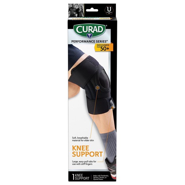 CURAD Performance Series Wrap Around Knee Support with Extended Grab Tabs