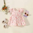 thumbnail image 2 of Penkiiy Robe d'Été pour Bébé Fille Marguerite Col Rond Manches Bouffantes Nœud Manches Courtes Robe Princesse 18-24 Mois Rose Offre d'Été 2023, 2 of 9