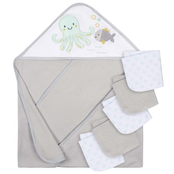 Parent’s Choice Hooded Towel and 5 Washcloths Set, Neutral