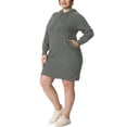 thumbnail image 3 of GRACE & GRANDEUR Chandail en Tricot Côtelé à Enfiler pour Femme Grande Taille, Manches Longues, Robe Moulante à Capuche, Gris 2X, 3 of 6