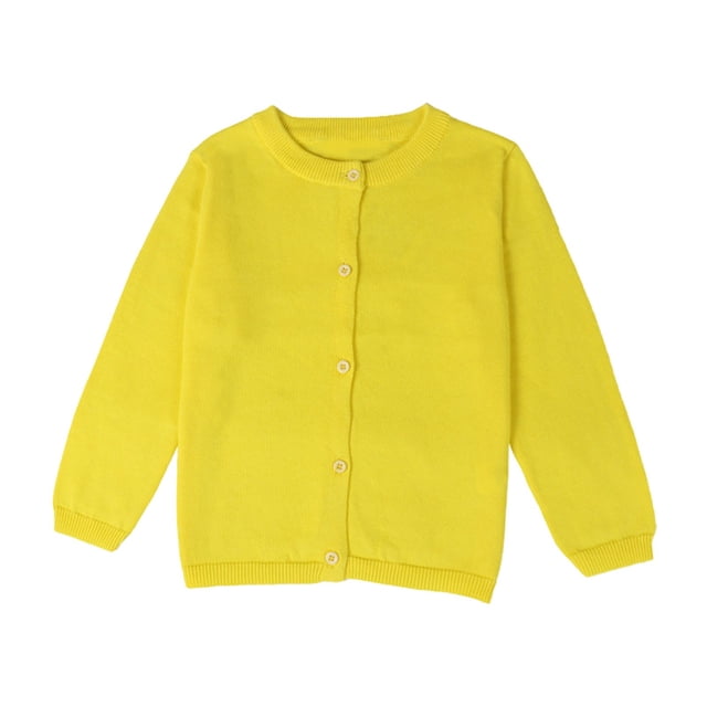 WEAIXIMIUNG Chandail Court à Fermeture Éclair Bébé Enfants Filles Cardigan Manches Longues Enfant Chandail Boutonné Fille Col Rond Cardigans Chandail
