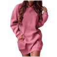thumbnail image 1 of BADHUB Robe à Capuche à Cordon à Manches Longues Surdimensionnée pour Femmes, Robe Chandail à Capuche de Couleur Unie Ample Décontractée Tunique Chandail à Enfiler Robes Midi avec Poches Offres Prime Day Rose TTG, 1 of 5