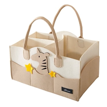 Sunveno Baby Diaper Caddy, Nursery Storage Bin and Car Organizer Basket, Zebra