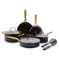 thumbnail image 1 of Blue Diamond Gold 10 Piece Cookware Set,Ceramic Nonstick, PFOA Free, Induction Suitable, Dishwasher Safe, Gold Handle, Black, 1 of 10