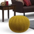 thumbnail image 2 of SIMPLIHOME Pouf Rond en Tricot à la Main Shelby, Repose-Pieds, Rembourré en Coton Moutarde, pour le Salon, la Chambre et la Chambre d'Enfant, Transitionnel, Moderne, 2 of 5
