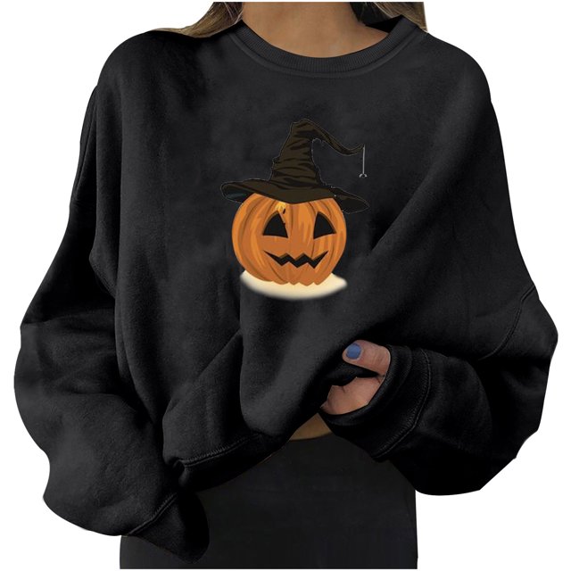 EQWLJWE Sweat à Capuche pour Femmes, Halloween Mode Femmes Casual Manches Longues Imprimé Sweatshirts Tops, Offres, Rabais