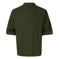 thumbnail image 4 of Kcodviy Mens Spring Loose Stand Mens Pajama Romper Solid Color Pocket Long Mens Shirts Sleeve Pullover Shirt, 4 of 5