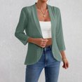 thumbnail image 4 of Frostluinai Womens Cardigans 3/4 Sleeve Hollow Out Eyelet Cardigans Open Front Solid Lightweight Cardigans Casual Draped Ruffle Cardigans, 4 of 7