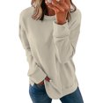 thumbnail image 1 of Meichang Chandails pour Femmes Col Rond Manches Longues Coupe Ample Hauts de Sortie Unis Chandail en Molleton Confortable Mode 2024, 1 of 6