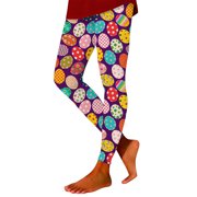 Fgnfyis Womens Leggings Easter Print Lifting Sports Yoga Leggings Pants for Women Purple_004 XL