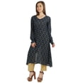thumbnail image 3 of Moomaya Kurti Ligne A à Manches Longues Imprimées pour Femmes, Rayonne Froissée, Blouse Ethnique Indienne de Designer, 3 of 7
