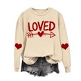 thumbnail image 1 of RKSTN Chandail pour Femmes 2024 Saint-Valentin Cœur d'Amour Imprimé Chandail Uni Col Rond Manches Longues Coupe Ample Blouse Hauts, 1 of 6