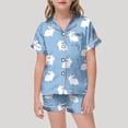thumbnail image 2 of 2025 Tout-Petits Enfants Bébés Filles Pyjamas en Molleton de Pâques pour Filles Hauts Pyjamas Imprimés Tenues de Noël à Manches Courtes pour Garçons Haut à Boutons Shorts Maison Dormeuses pour Bébé Fille Ensemble de Pyjamas, 2 of 4