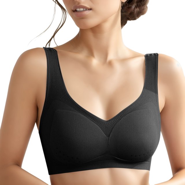 B91xZ Women's Wireless Bra Medium Support Racerback Sports Bra,Black XXXXL