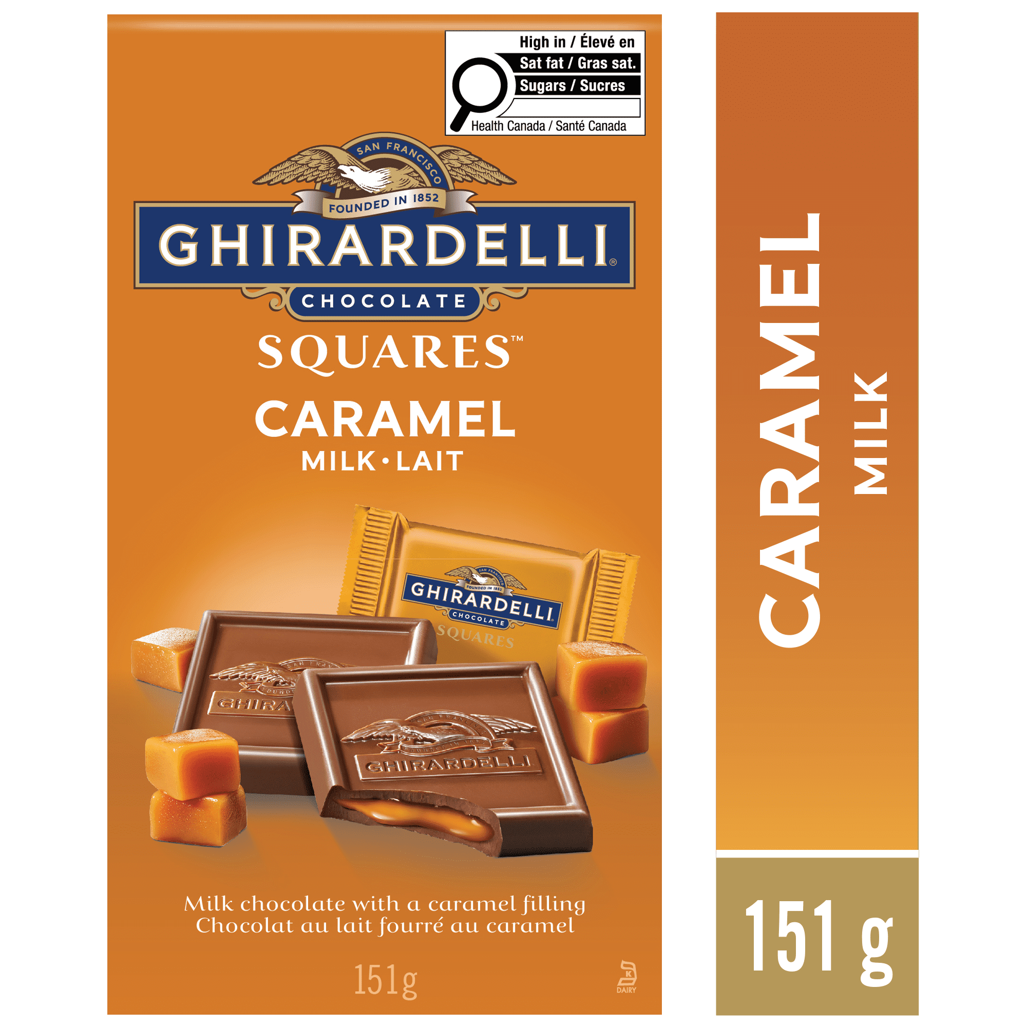 Carrés de chocolat au lait au caramel de GHIRARDELLI – Sachet (151 g)