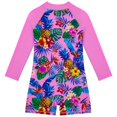 thumbnail image 4 of Kid Girls Swimming Bathing Suit Rash Guard Ruffle Long Sleeve Sun Protection Summer Bathing Suit for Kids 5-6Y, 4 of 4